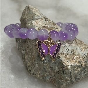 Purple Butterfly Charm Bracelet